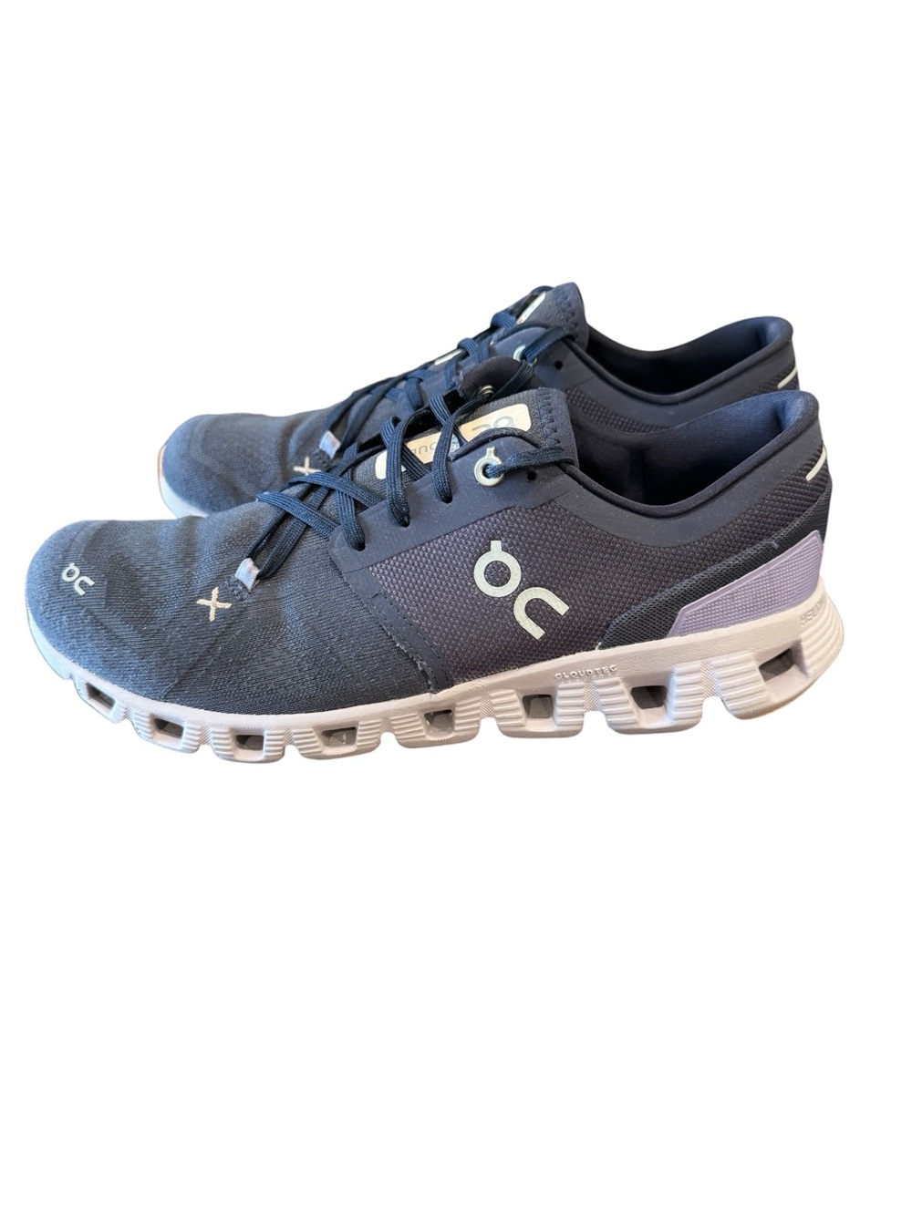 On Running Cloud X 3 Women's Running Shoes Sz 10 Navy Grey Purple 60-98097